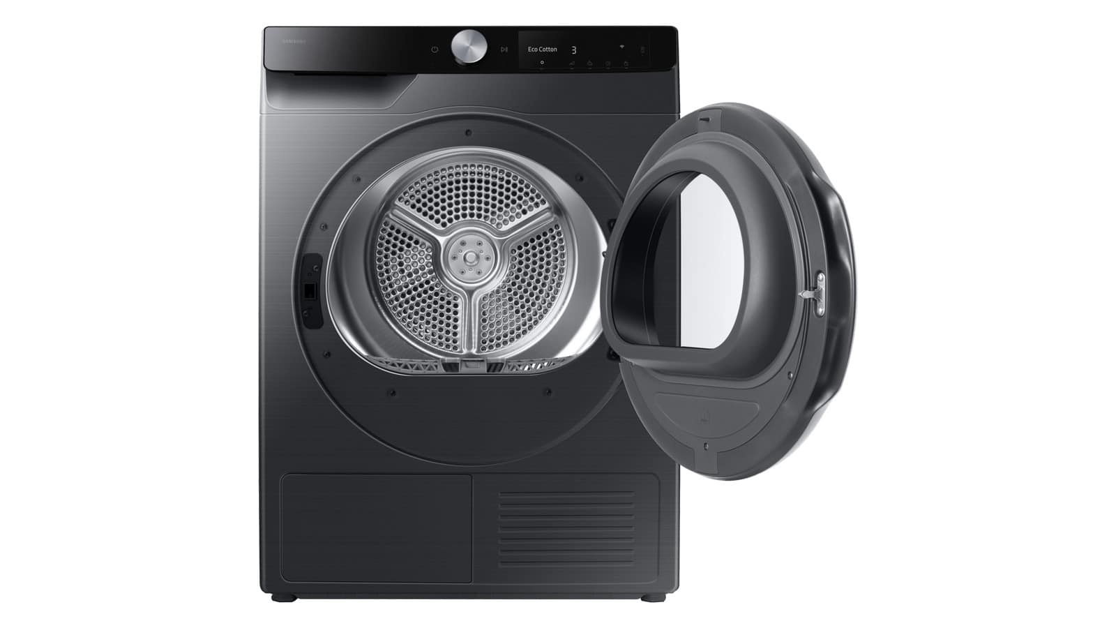 Sèche-linge Samsung DV90DG6845LB hublot ouvert sur le tambour