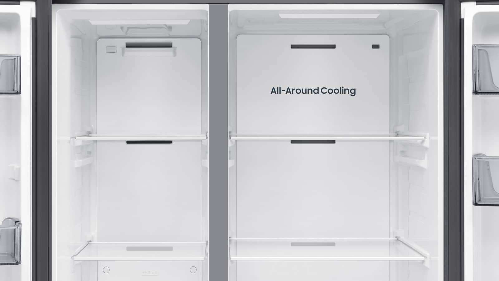 Intérieur du réfrigérateur Samsung RS70F65QET avec le système All-Around Cooling