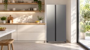 Réfrigérateur américain Samsung RS70F65QET installé dans une cuisine
