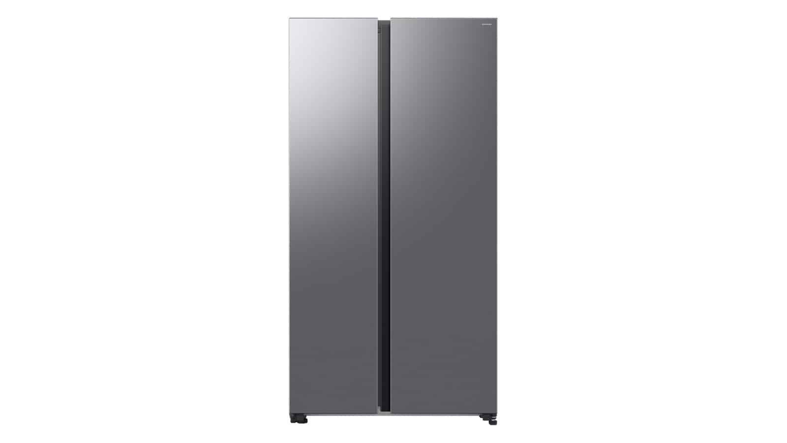 Réfrigérateur américain Samsung Bespoke AI RS70F65QET Platinum Inox vu de face