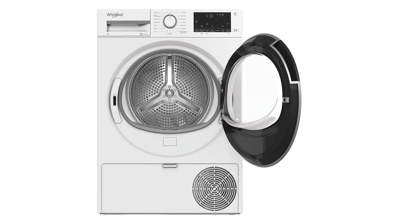 Sèche-linge Whirlpool CWD93MWWSFR hublot ouvert sur le tambour