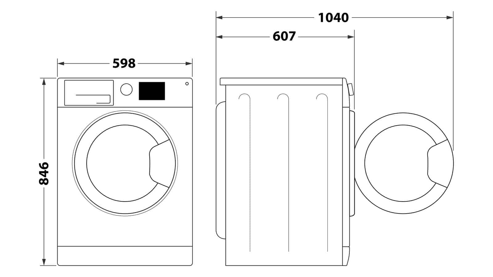 Schéma coté du sèche-linge Whirlpool CWD93MWWSFR