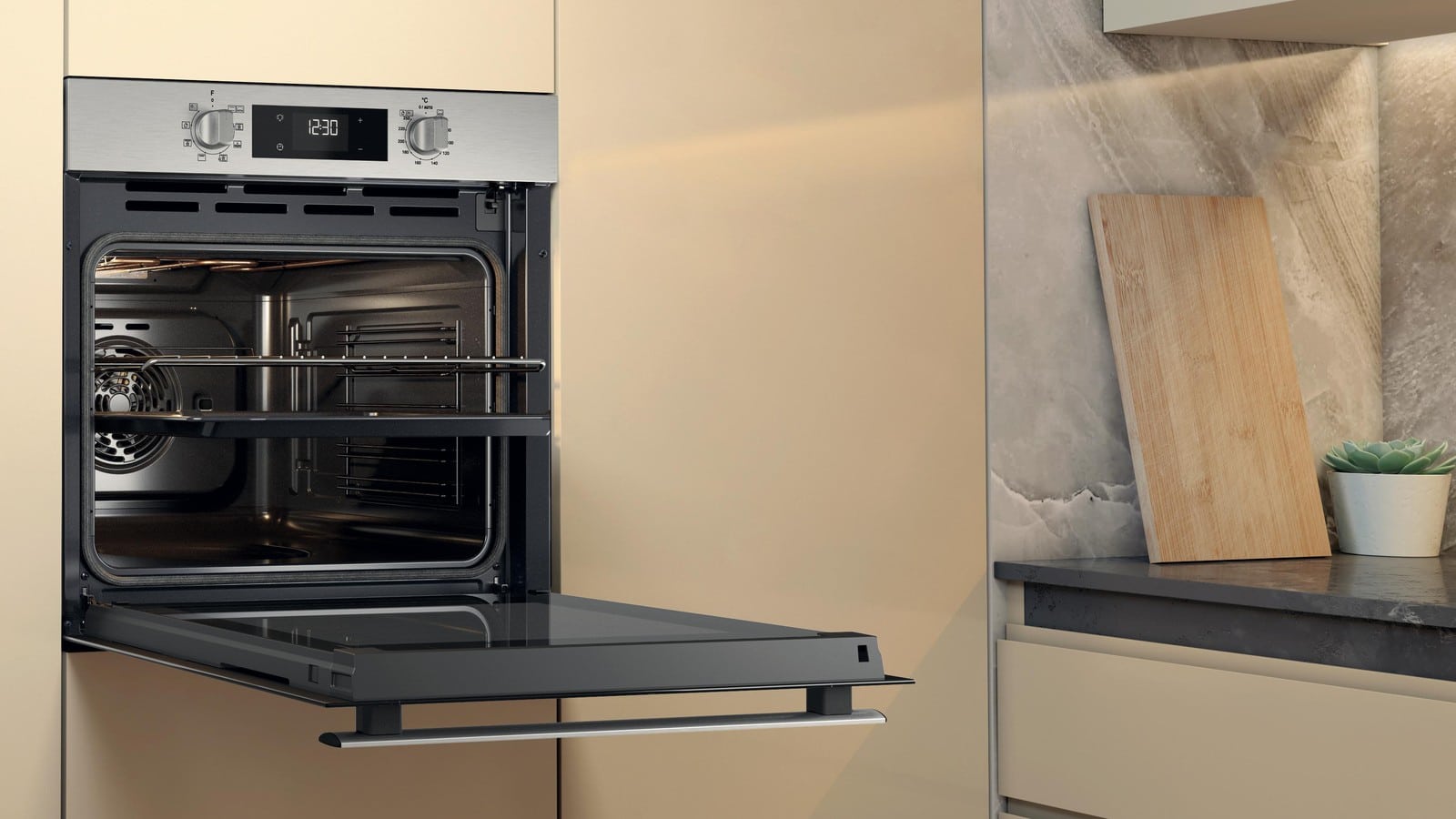 Four Whirlpool OMR559RR0X encastré en colonne, porte ouverte
